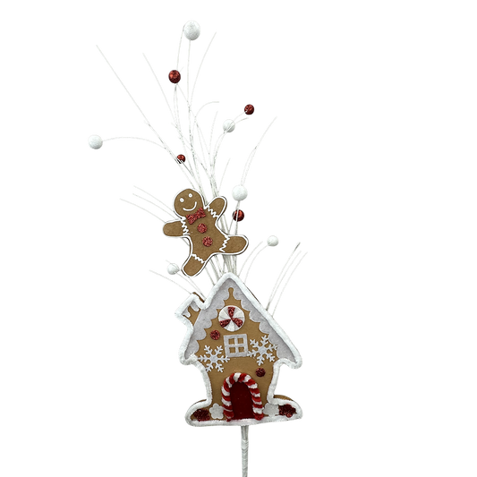 Viv! Christmas Spray - Gingerbread House & Gingerbread Figure - Brown Red - 76 cm