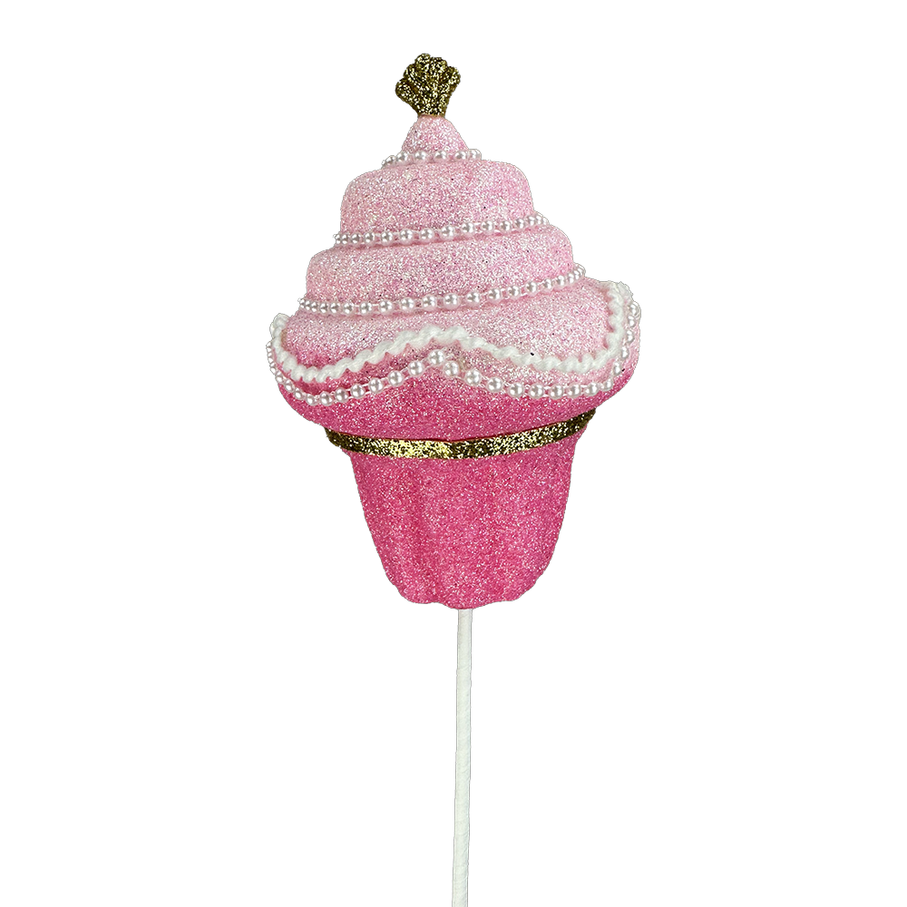 Viv! Christmas Weihnachtszweig - Glitzer-Cupcake - Rosa - 46 cm