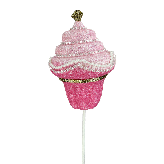 Viv! Christmas Weihnachtszweig - Glitzer-Cupcake - Rosa - 46 cm
