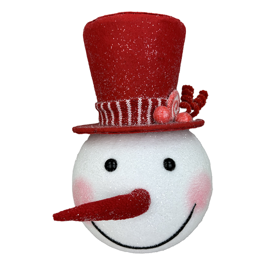 Viv! Christmas Kerstboom Centerpiece - Sneeuwpop Hoofd - rood wit - 28cm