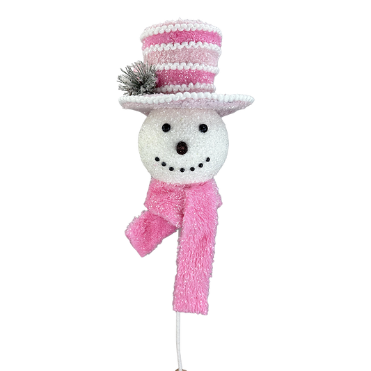 Viv! Christmas Weihnachtszweig - Plüsch-Schneemannkopf - Rosa - 58 cm