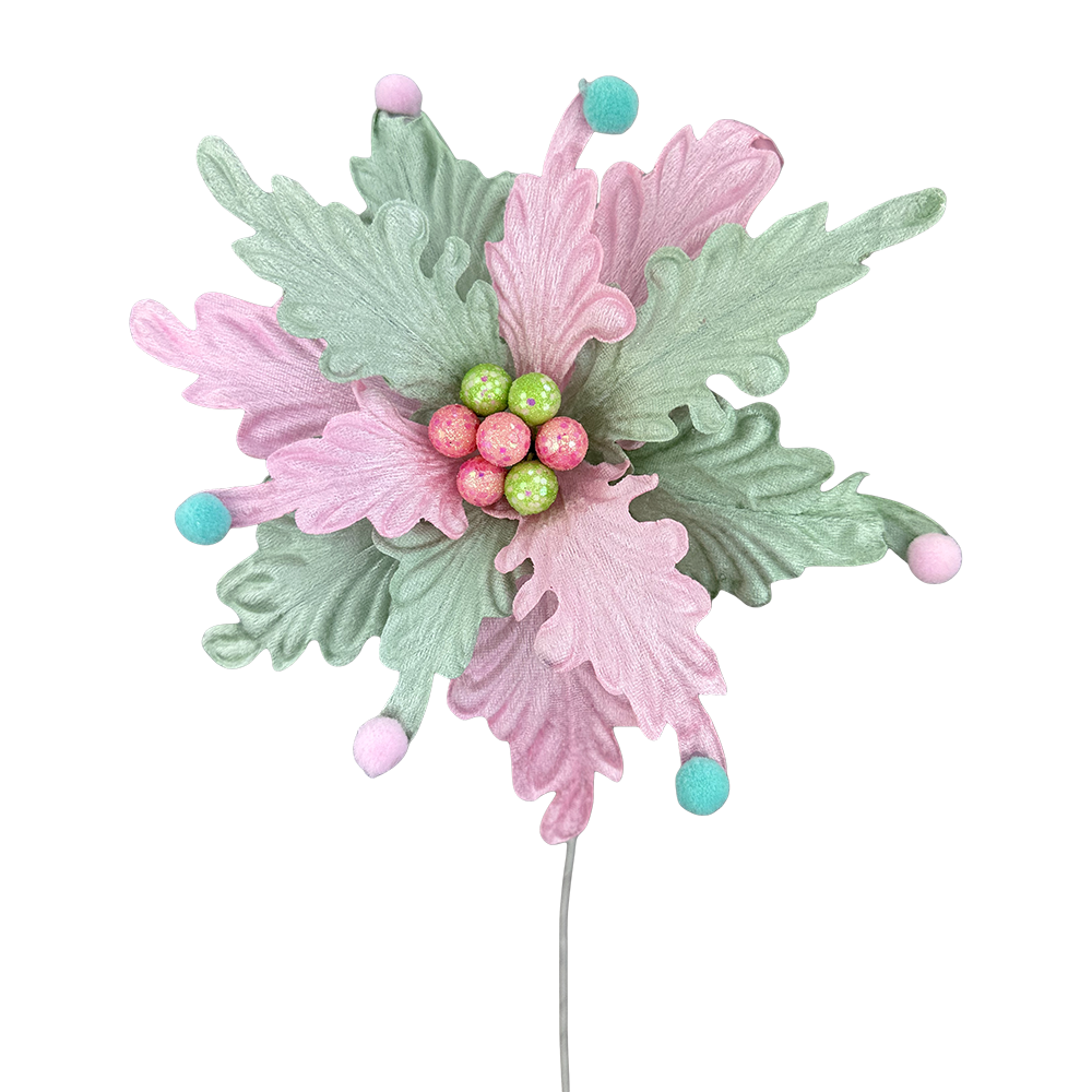 Viv! Christmas Kersttak - Poinsettia 'Kerstster' Bloem - roze mint - 61cm