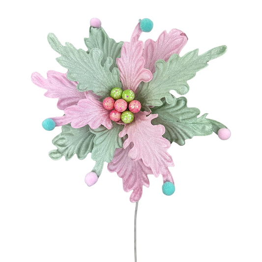 Viv! Christmas Kersttak - Poinsettia 'Kerstster' Bloem - roze mint - 61cm