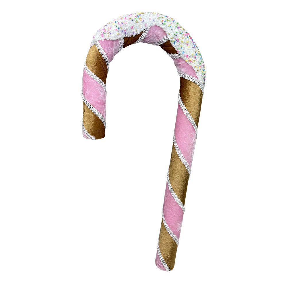 Viv! Christmas Kerstornament - Gingerbread XL Candy Cane (zuurstok) - bruin roze - 48cm
