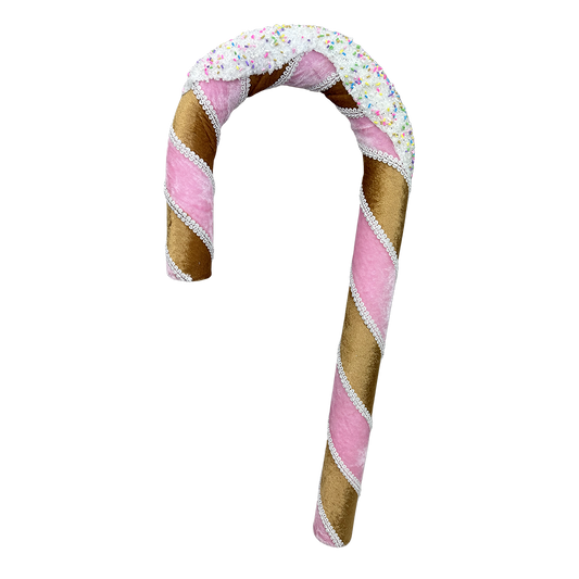 Viv! Christmas Kerstornament - Gingerbread XL Candy Cane (zuurstok) - bruin roze - 48cm