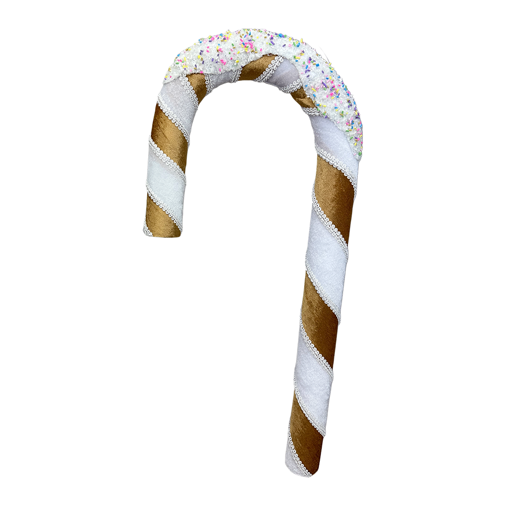 Viv! Christmas Ornament - XL Gingerbread Candy Cane - White Brown - 48 cm