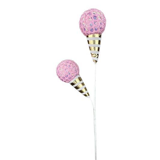 Viv! Christmas Kersttak - IJshoorn met Mesh Bol - roze - 61cm