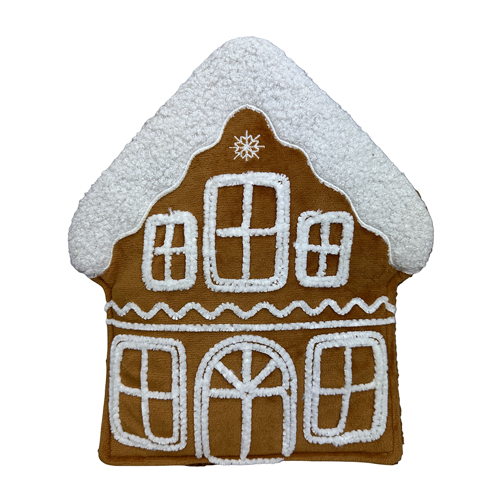 Viv! Christmas Kerstboomversiering - Gingerbread Huis Kussen Ornament - bruin wit - 30cm