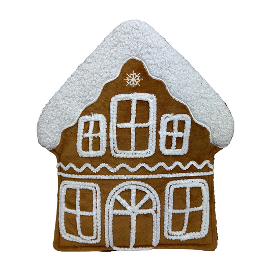 Viv! Christmas Kerstboomversiering - Gingerbread Huis Kussen Ornament - bruin wit - 30cm