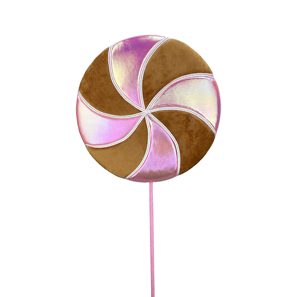 Viv! Christmas Kersttak - Iridescent Gingerbread Snoep Lolly XL - roze bruin - 71cm