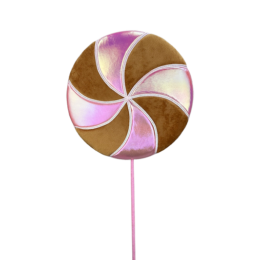 Viv! Christmas Kersttak - Iridescent Gingerbread Snoep Lolly XL - roze bruin - 71cm