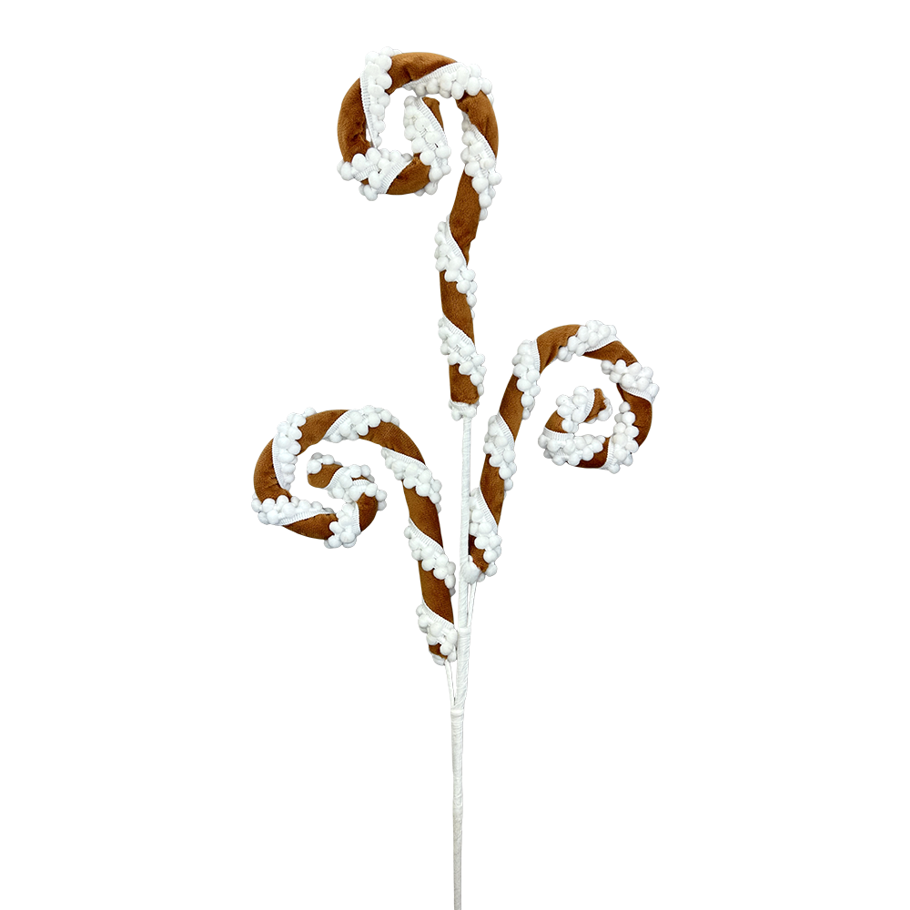 Viv! Christmas Kersttak - Gingerbread Krullen - bruin wit - 71cm