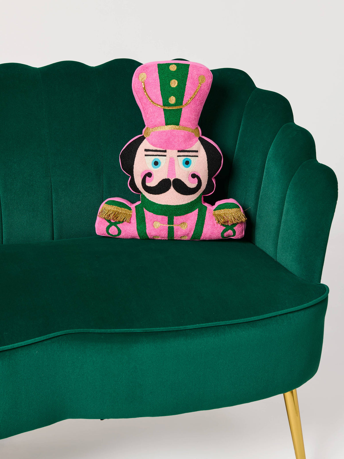 Shiraleah Christmas Cushion - Sugar Plum Nutcracker - Pink Green