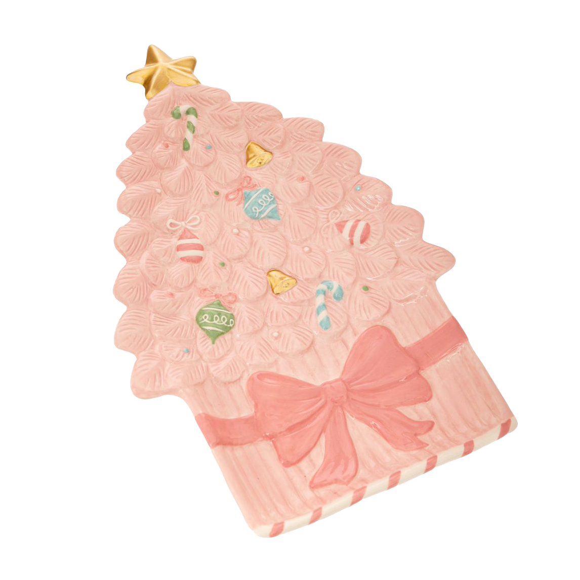 Viv! Christmas Kerstservies - Roze Kerstboom met Snoepgoed  Serveer Bord - keramiek