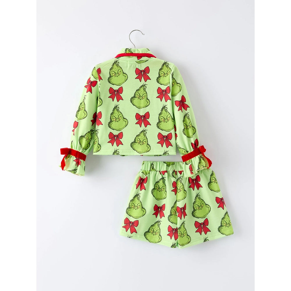 Rylee Faith Designs - Girls' Christmas Pajama Set - Grinch
