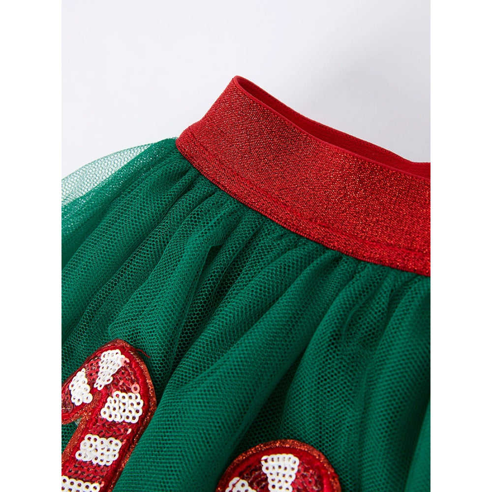 Rylee Faith Designs - Girls' Green Christmas Tutu Skirt - Candy Cane