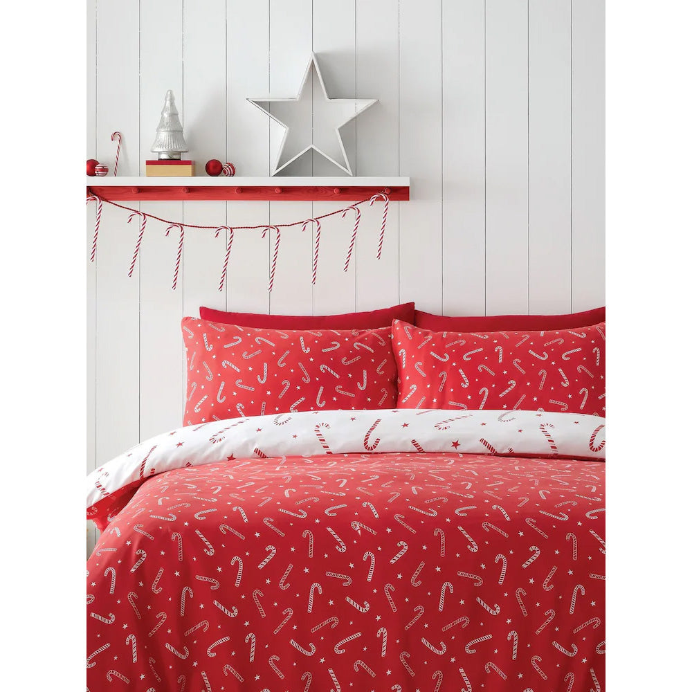 Viv! Christmas Kerst Dekbedovertrek - Candy Cane - Microvezel - Reversible | Levering ± 2 weken
