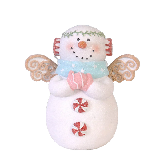 Viv! Christmas Figura de Navidad - Muñeco de Nieve con Alas - rosa pastel - 16cm