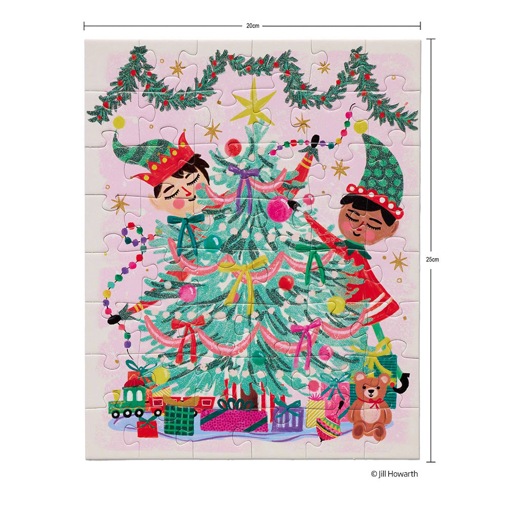 WerkShoppe Children's Christmas Puzzle with Glitter - Elfing Around - 48 Pieces