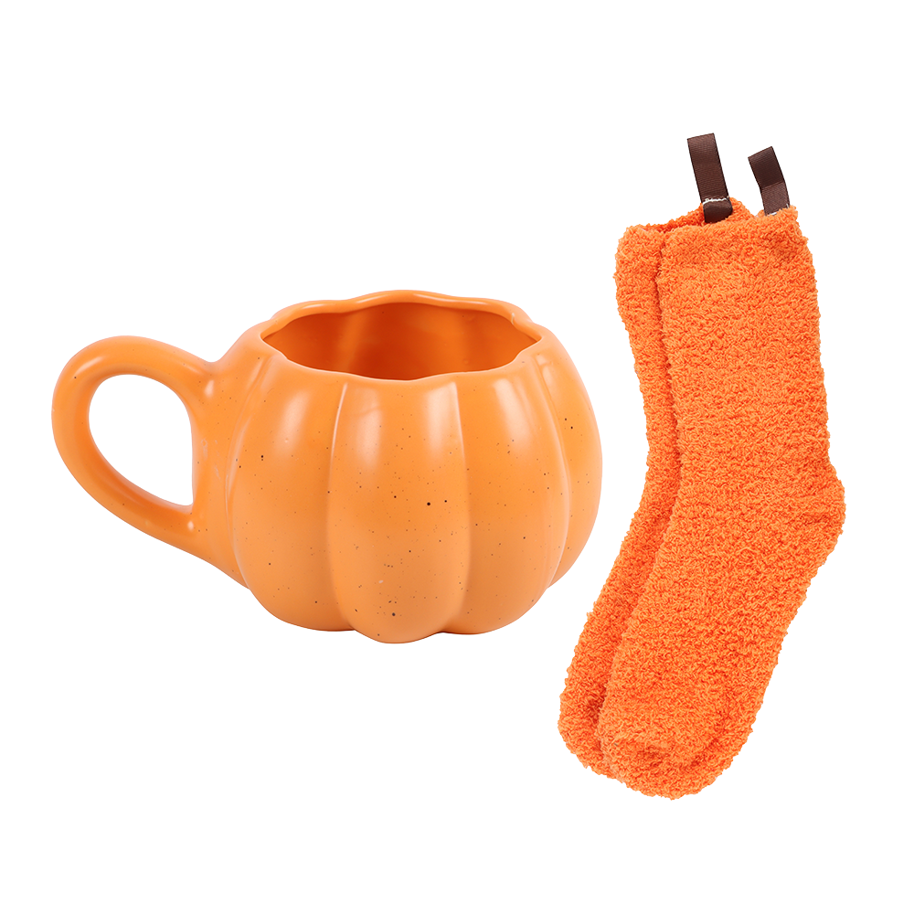 Viv! Christmas Autumn Mug - Pumpkin Mug with Socks - Ceramic
