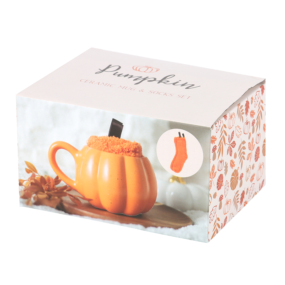 Viv! Christmas Autumn Mug - Pumpkin Mug with Socks - Ceramic