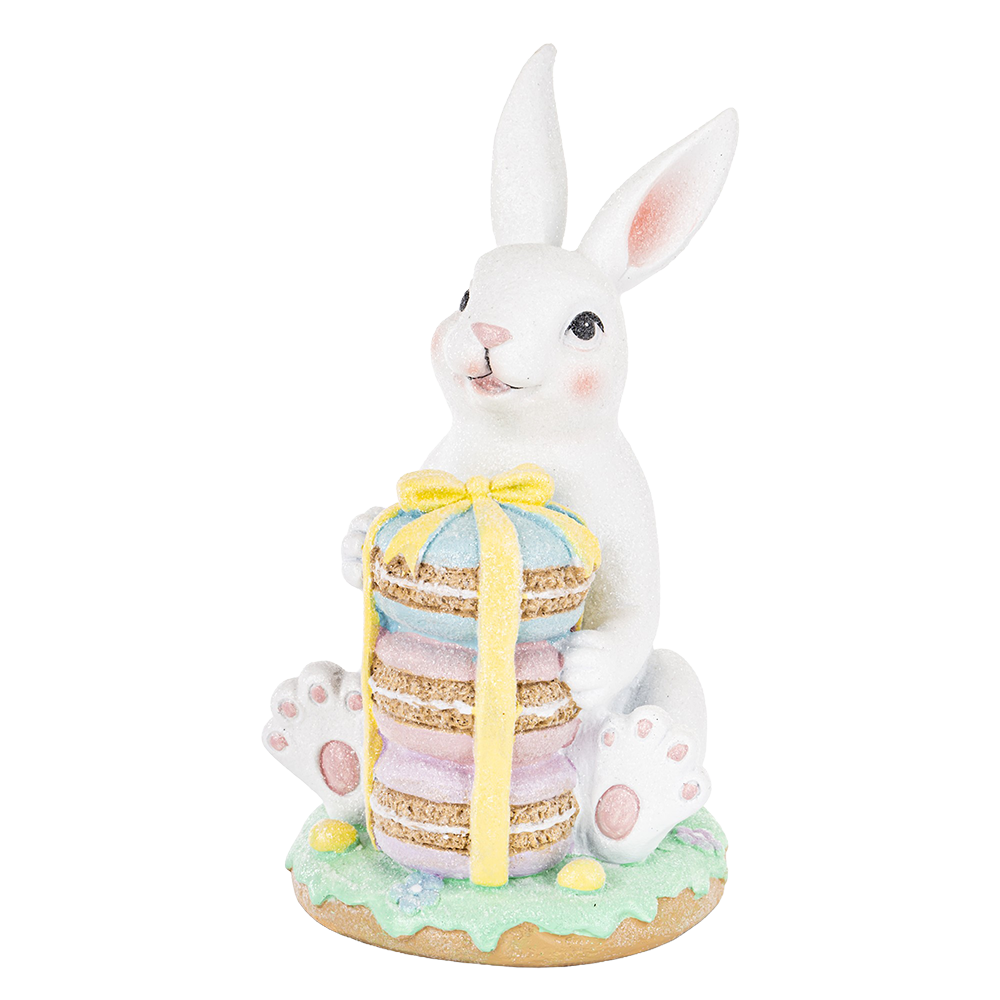 Viv! Christmas Easter Decoration - Cute Bunny with Stack of Macarons - 28cm