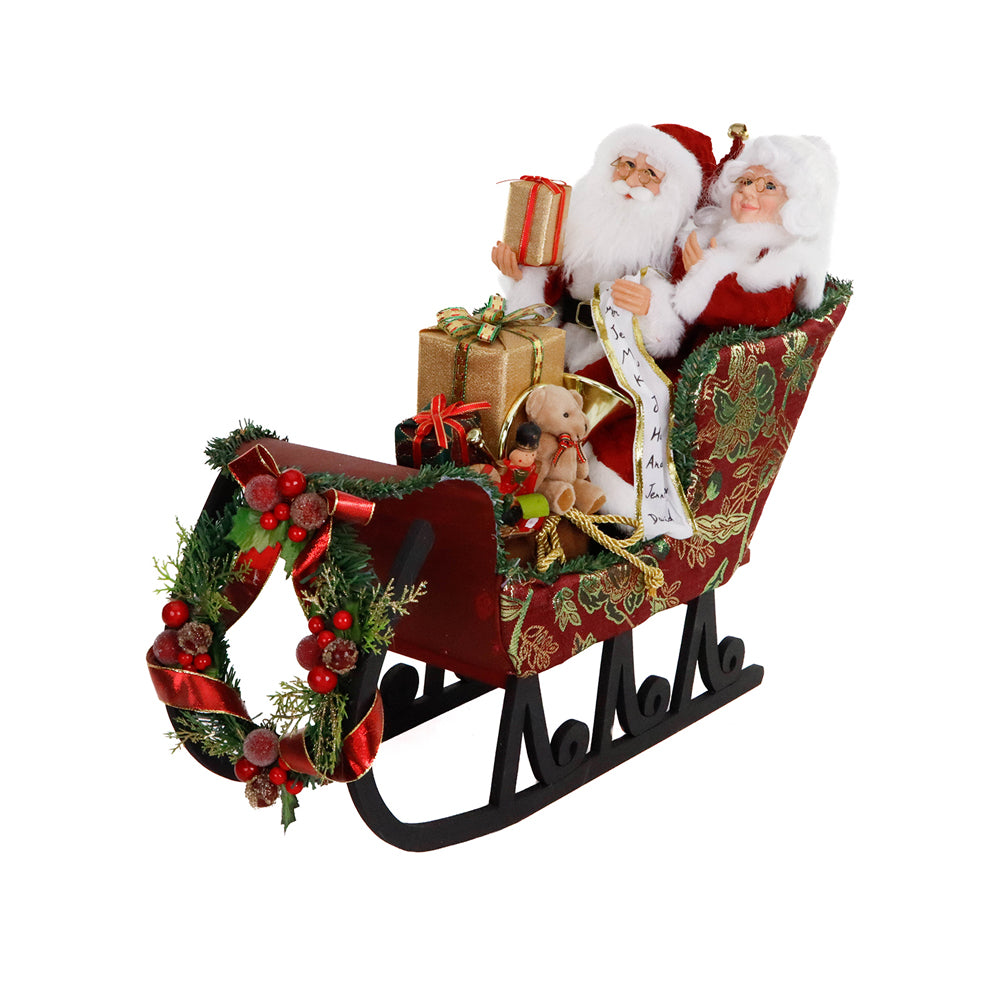 Goodwill M&G Kerstbeeld - Mr & Mrs Santa Claus in Sleigh - 60cm