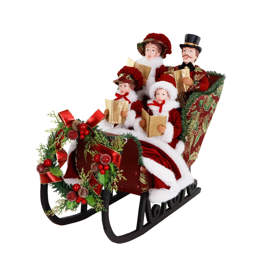 Goodwill M&G Kerstbeeld - Caroler Family in Sleigh - 60cm