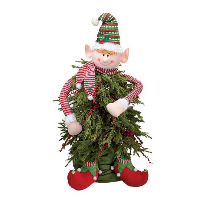 Viv! Christmas Decoration - Elf Head Christmas Tree Hugger / Peak with Arms and Feet - set of 3 - red green