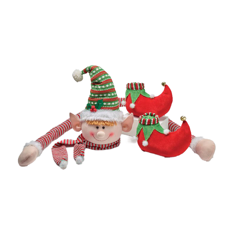 Viv! Christmas Decoration - Elf Head Christmas Tree Hugger / Peak with Arms and Feet - set of 3 - red green