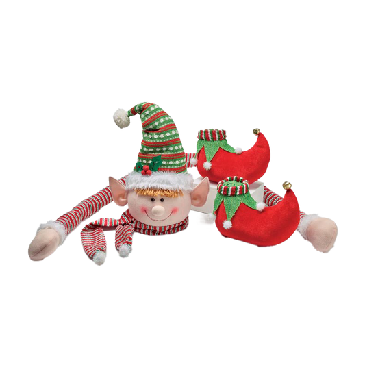 Viv! Christmas Decoration - Elf Head Christmas Tree Hugger / Peak with Arms and Feet - set of 3 - red green