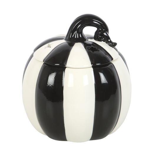 Viv! Christmas Halloween Geurbrander - Zwart Wit Gestreepte Pompoen - Olie & Wax Melt Brander