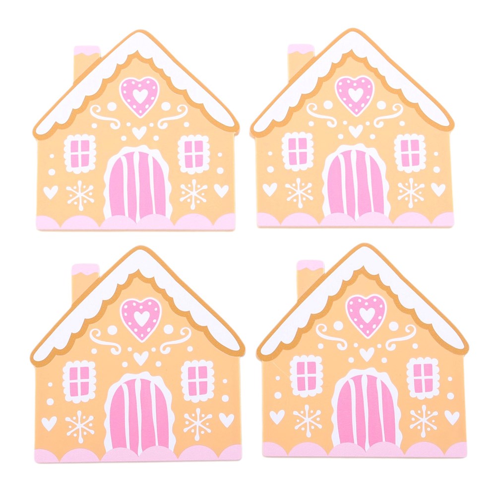 Viv! Christmas Kerst Tafeldecoratie - Roze Gingerbread Huis Onderzetters