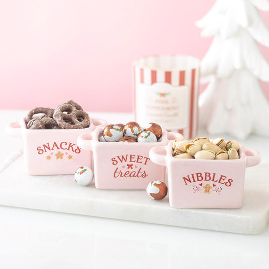 Viv! Christmas Weihnachtsgeschirr - Sugarplum Bakery Rosa Snackschalen - 3er-Set