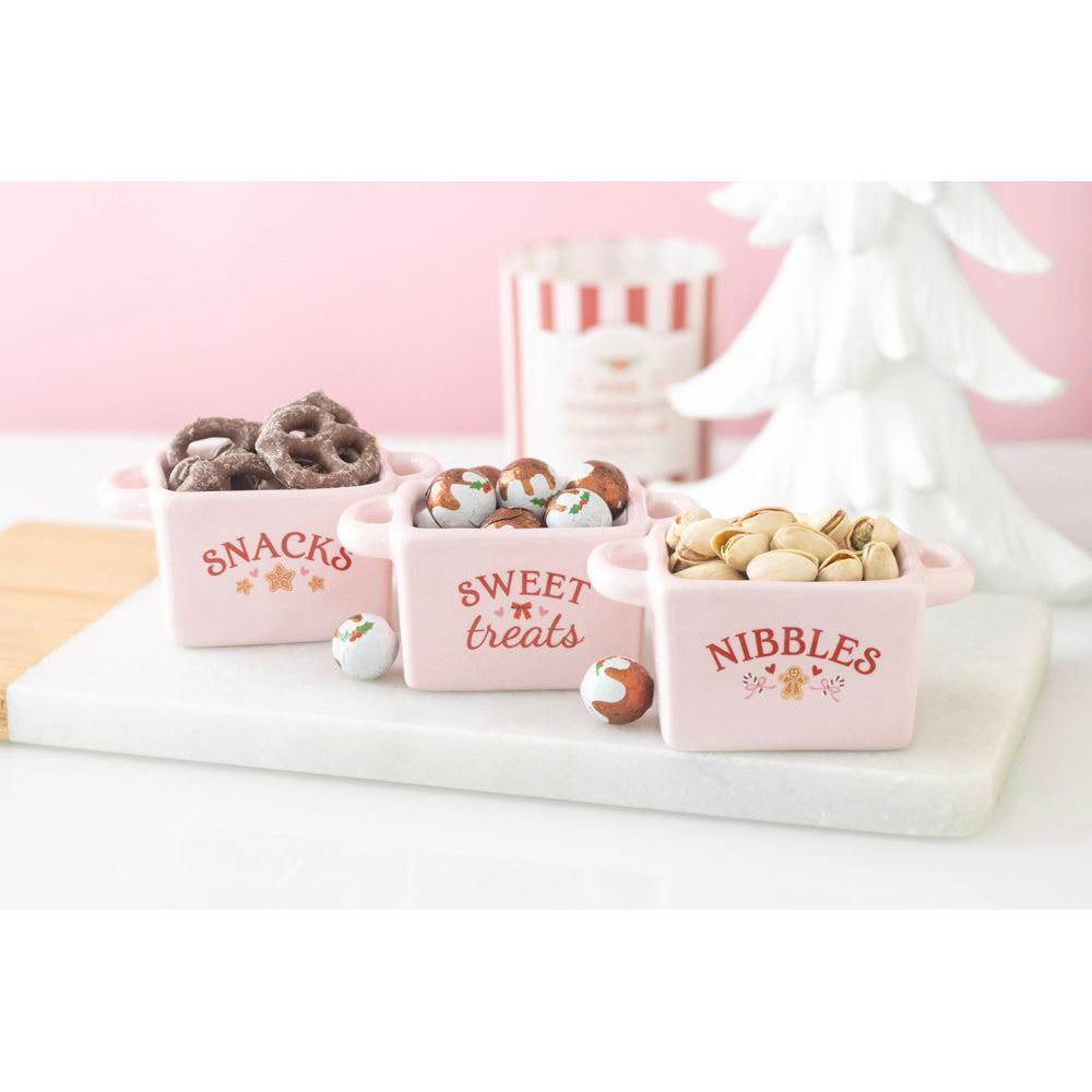 Viv! Christmas Kerstservies - Sugarplum Bakery Roze Snackbakjes - set van 3