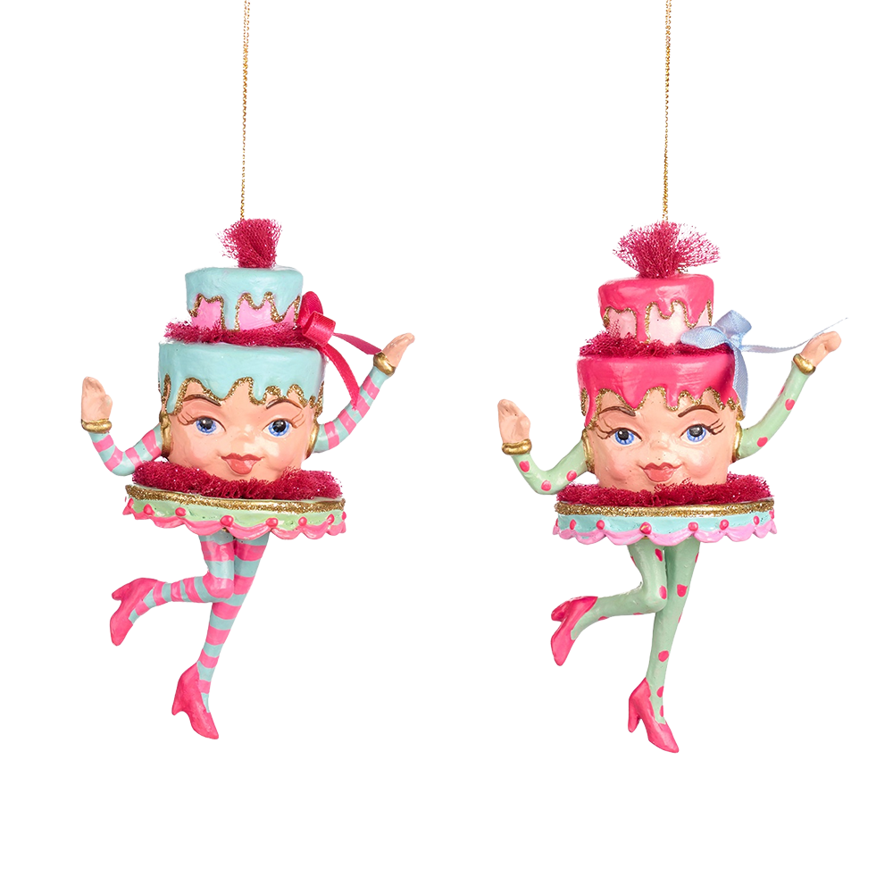 Goodwill M&G Christmas Ornament - Trendy Candy Cake Figures - Set of 2 - Pink Blue - 13 cm