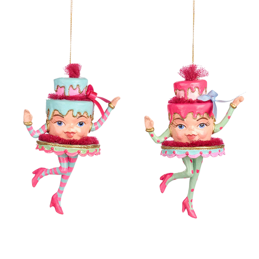 Goodwill M&G Christmas Ornament - Trendy Candy Cake Figures - Set of 2 - Pink Blue - 13 cm