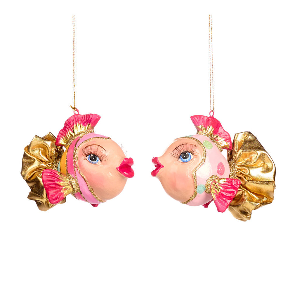 Goodwill M&G Kerstornament - Trendy Candy Vis - set van 2 - roze goud - 11cm