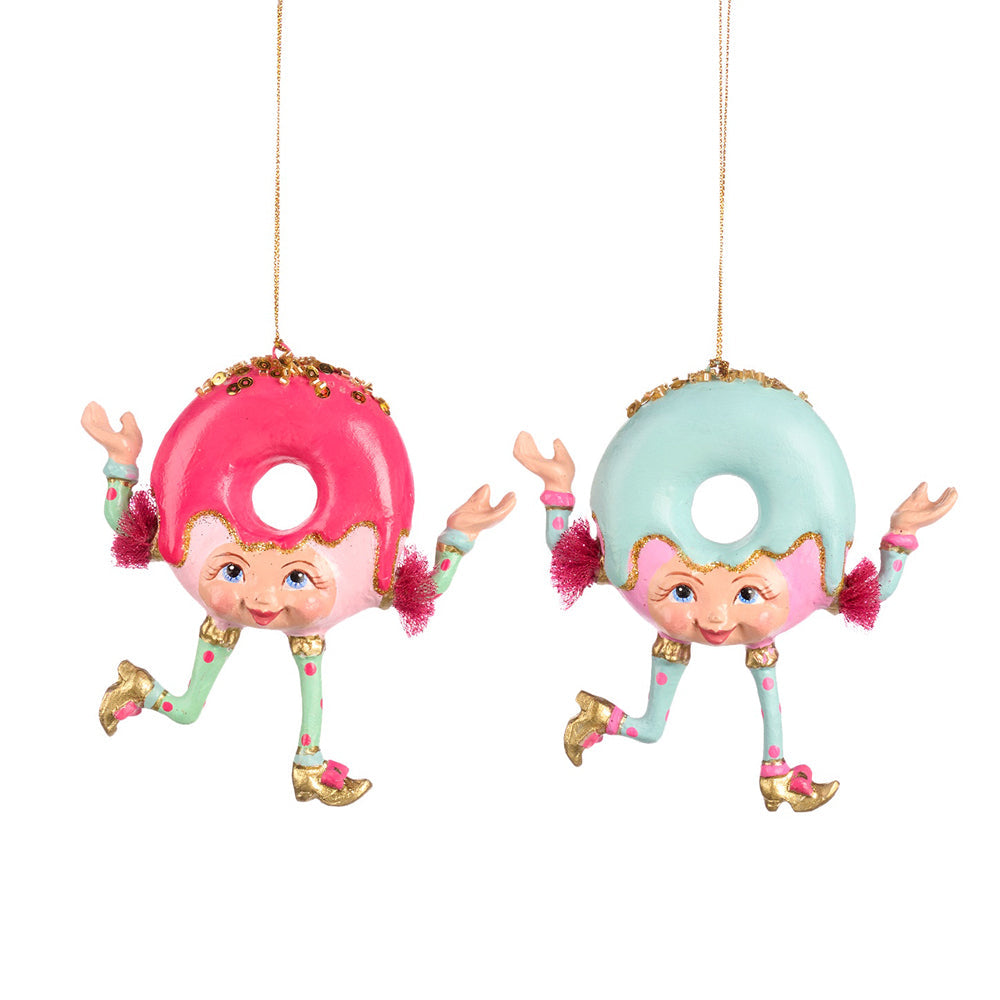 Goodwill M&G Kerstornament - Trendy Candy Donut - set van 2 - roze blauw - 13cm