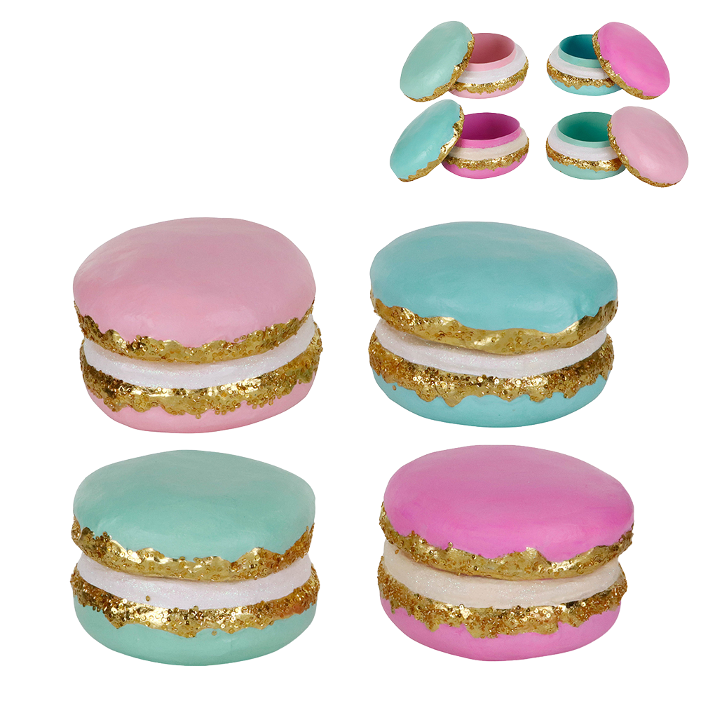 Goodwill M&G Christmas Decoration - Trendy Candy Macaron Box - Set of 4 - Pink Blue - 21 cm
