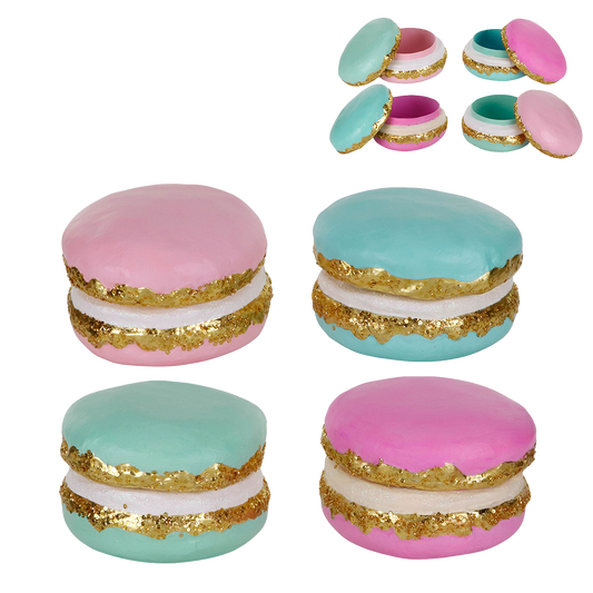 Goodwill M&G Kerstdecoratie - Trendy Candy Macaron Box - set van 4 - roze blauw - 21cm