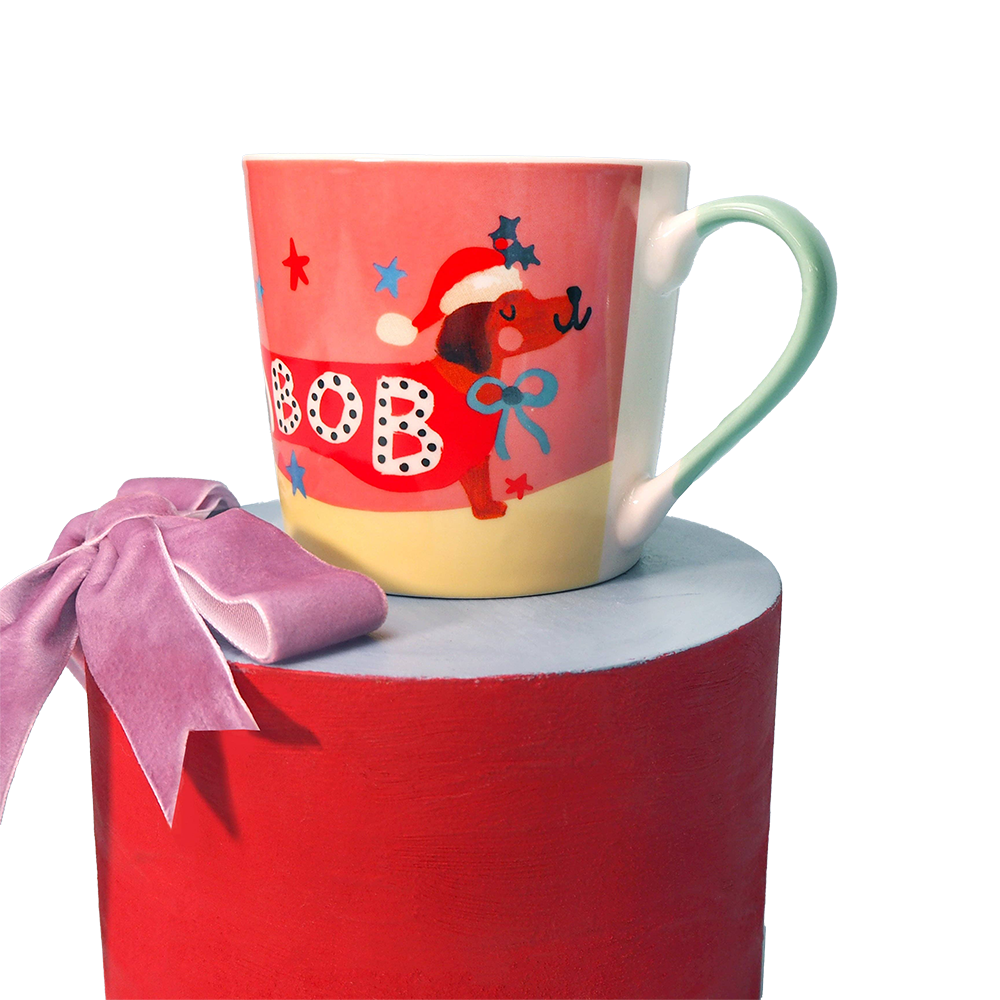 Eleanor Bowmer Christmas Mug -'Bells On Bob's Tail' Dachshund Mug
