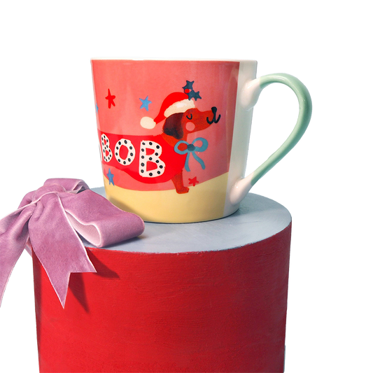 Eleanor Bowmer Christmas Mug -'Bells On Bob's Tail' Dachshund Mug