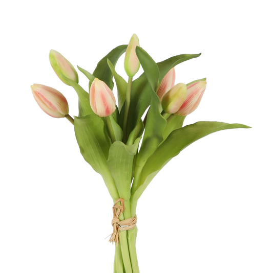 Viv! Home Luxuries - Tulip bouquet - 7 pieces - artificial flowers - light pink - 32cm
