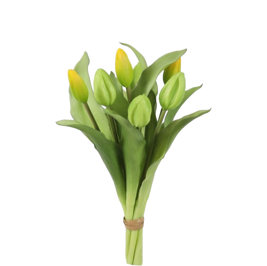 Viv! Home Luxuries - Tulip bouquet - 7 pieces - artificial flowers - yellow green - 32cm