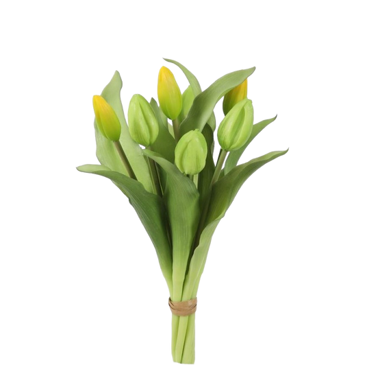 Viv! Home Luxuries - Tulip bouquet - 7 pieces - artificial flowers - yellow green - 32cm
