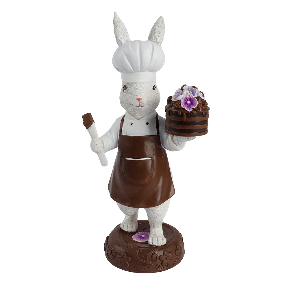 Viv! Christmas Easter Decoration - Chocolate Bunny with Violet Cake - 31cm
