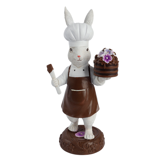 Viv! Christmas Easter Decoration - Chocolate Bunny with Violet Cake - 31cm