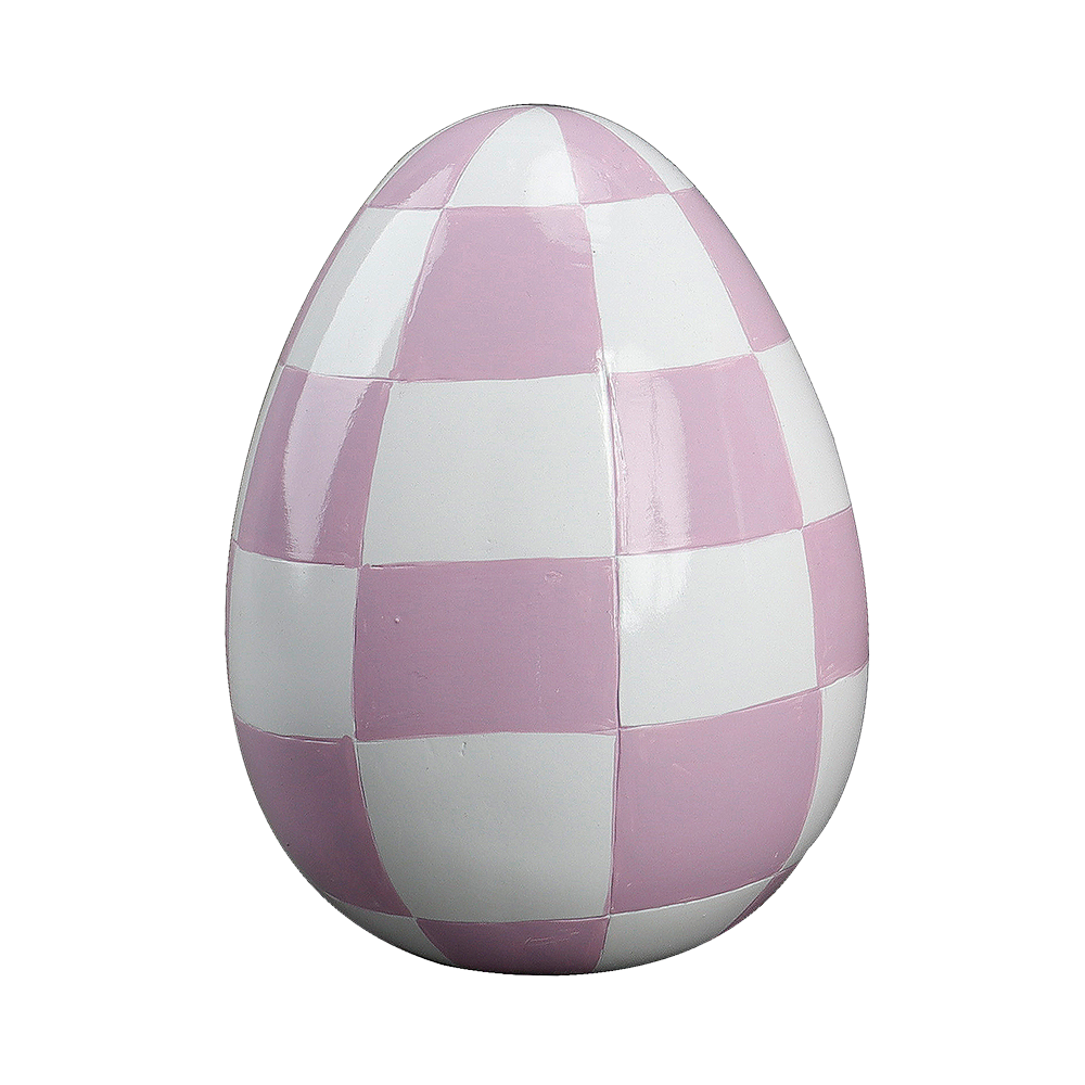 Viv! Christmas Easter Decoration - Checkered Easter Egg in Lilac-White - 15cm