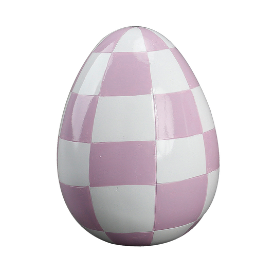 Viv! Christmas Easter Decoration - Checkered Easter Egg in Lilac-White - 15cm